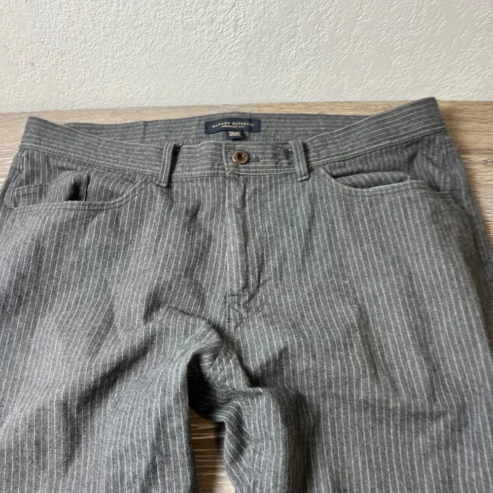 Banana Republic Pants Mens 33x30 Gray Pinstripe Straight Fit Cotton Trousers